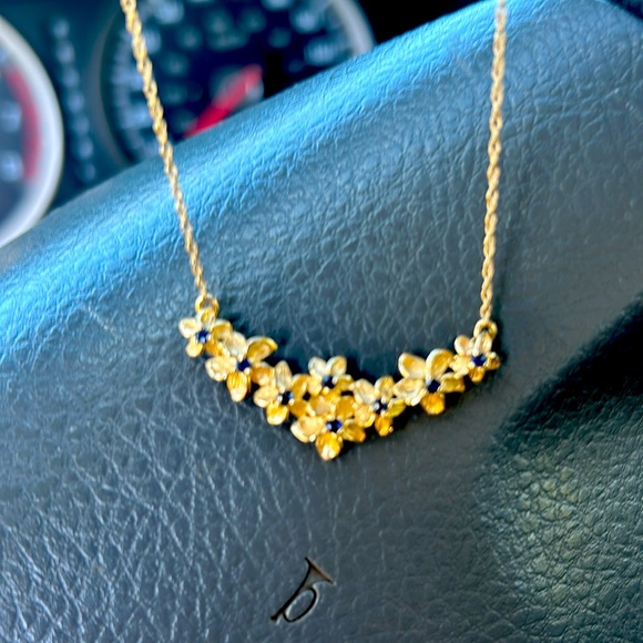 14k 8plumeria flower pendant with dainty rope chain necklace - Picture 3 of 6